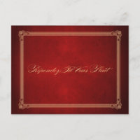 Vintage Poster Deep Red Wedding RSVP Postcard