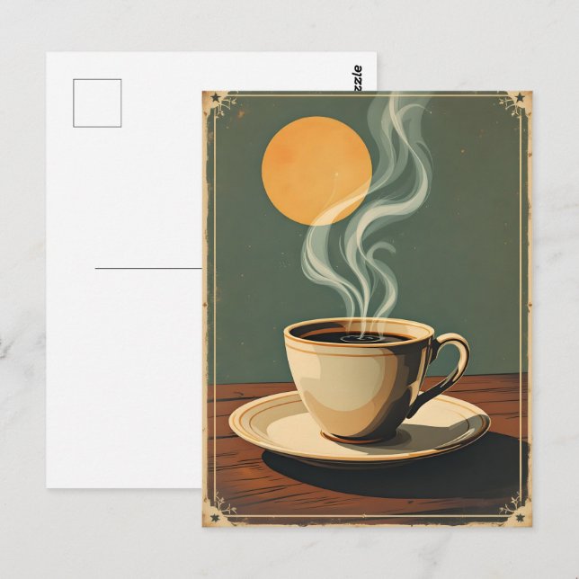 Vintage poster for coffee house postcard (Front/Back)