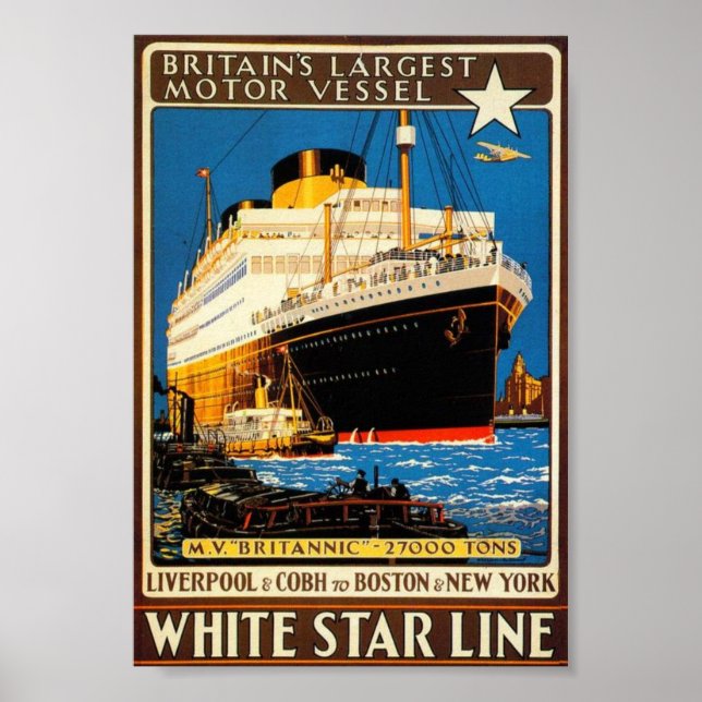 Vintage Poster for the White Star Line (Front)