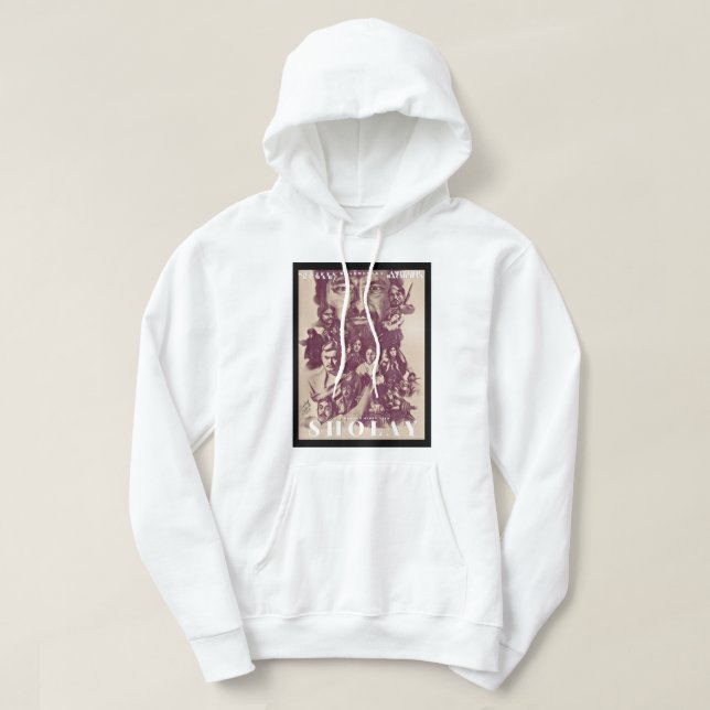 Vintage Poster Funny Men Sholay Film Hoodie (Design Front)