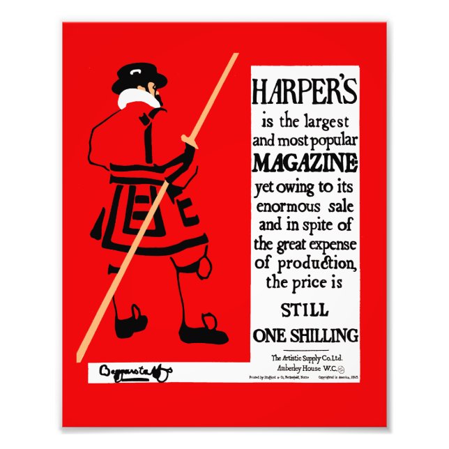 Vintage Poster Harper's Magazine Beefeater (Front)