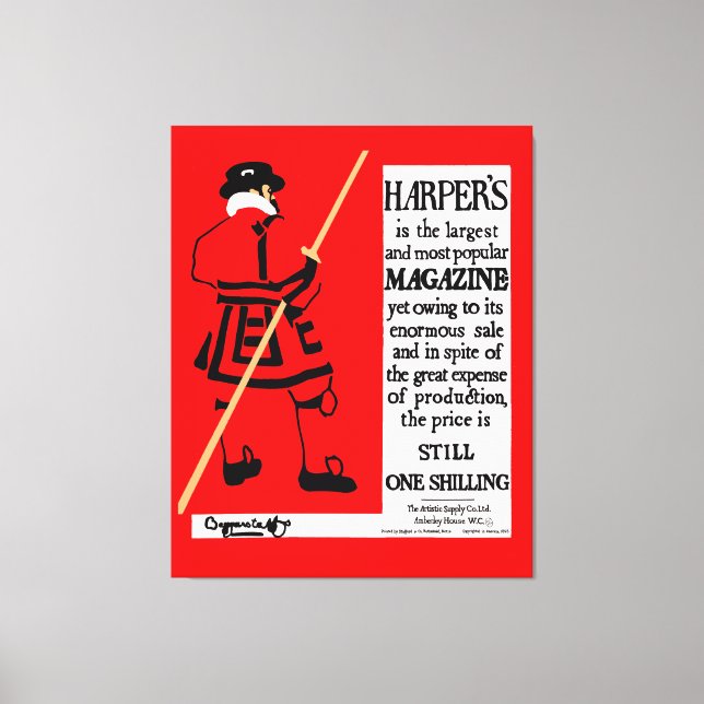 Vintage Poster Harper's Magazine Beefeater Canvas Print (Front)
