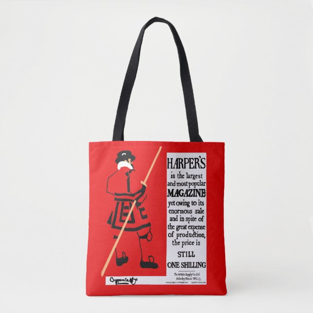 Vintage Poster Harper's Magazine Beefeater Tote Bag (Front)
