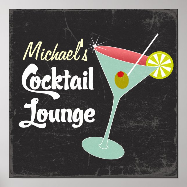 Vintage Poster, Martini Glass Cocktails Poster (Front)
