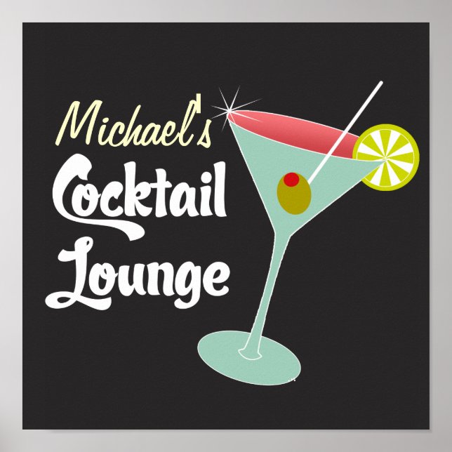 Vintage Poster, Martini Glass Cocktails Poster (Front)