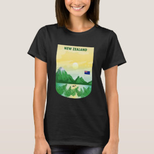 Vintage Poster New Zealand Landscape Nature Mounta T-Shirt