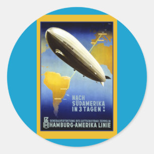 Vintage Poster of a Dirigible Classic Round Sticker