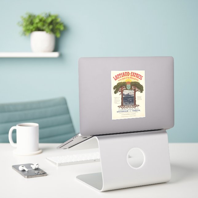 Vintage Poster Of The Lappland-Express Train (Laptop On Desk)