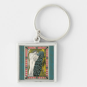 Vintage Poster:Peacock:Woman Keychain