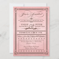 Vintage Poster Pink & Brown Reception Only Wedding
