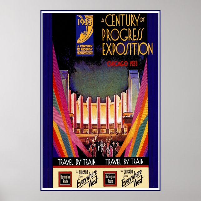 Vintage Poster Print Chicago Train (Front)