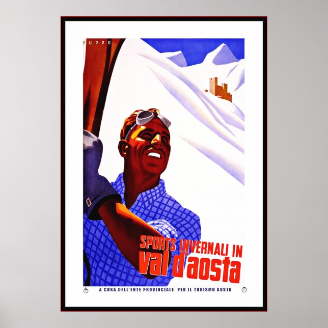 Vintage Poster Print Invernali Val D'Aosta Italy (Front)