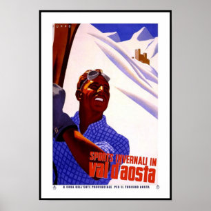 Vintage Poster Print Invernali Val D'Aosta Italy