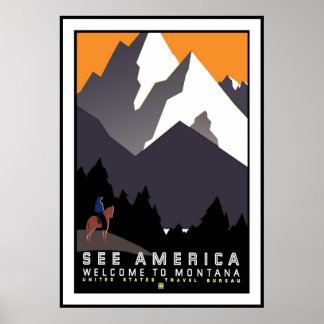 Vintage Poster Print See America Montana