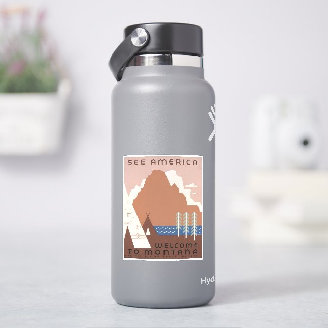 Vintage Poster Promoting Travel To Montana. 2 (HydroFlask)