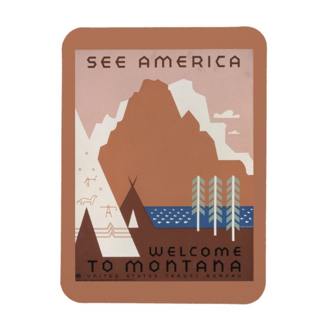Vintage Poster Promoting Travel To Montana. 2 Magnet (Vertical)