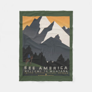 Vintage Poster Promoting Travel To Montana. Fleece Blanket