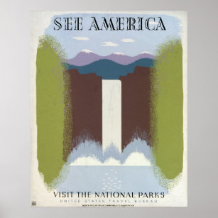 Vintage Poster Promoting Travel To National Parks.