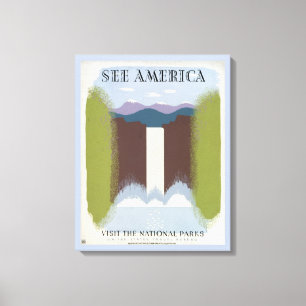 Vintage Poster Promoting Travel To National Parks. Canvas Print