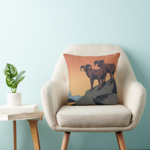 Vintage Poster Promoting Travel To National Parks Throw Pillow