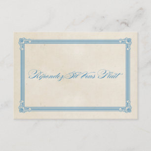 Vintage Poster Red, White & Blue Wedding & RSVP Card