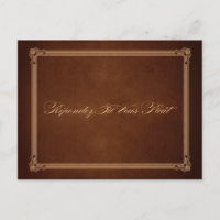 Vintage Poster Rich Brown Wedding RSVP Postcard