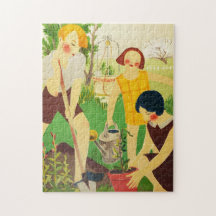 Vintage Poster Schoolchildren Gardening 