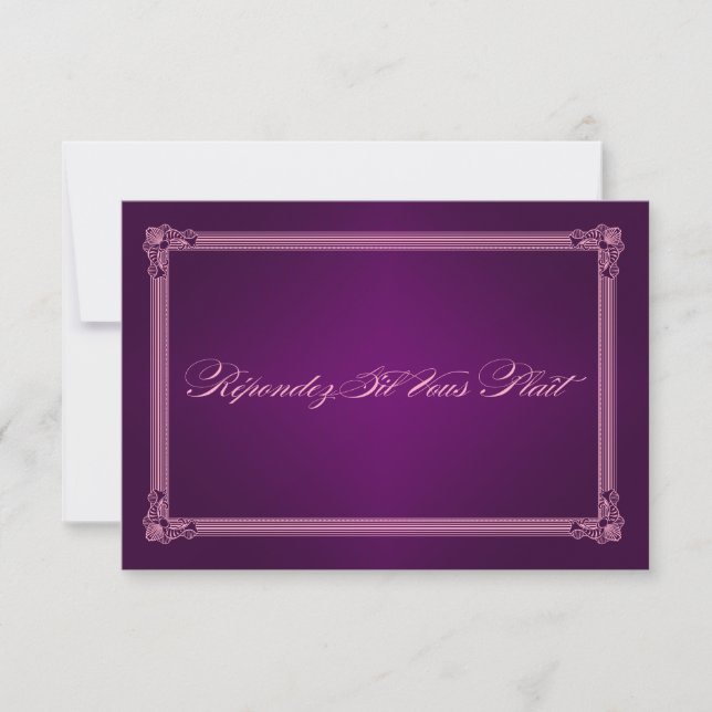 Vintage Poster Style Purple RSVP Cards (Front)