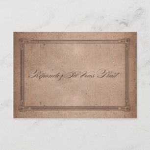 Vintage Poster Style Rustic Cocoa Wedding RSVP Card