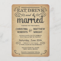 Vintage Poster Style Rustic Wedding Invitations