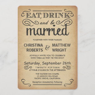 Vintage Poster Style Rustic Wedding Invitations