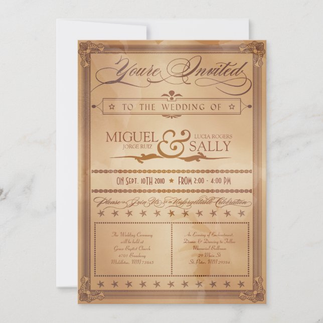 Vintage Poster Style Sepia DIY Wedding Invitation (Front)