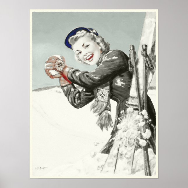 Vintage Poster with Winter Holiday Print (Front)