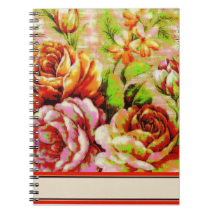 vintage posterized roses notebook