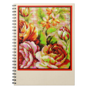vintage posterized roses notebook