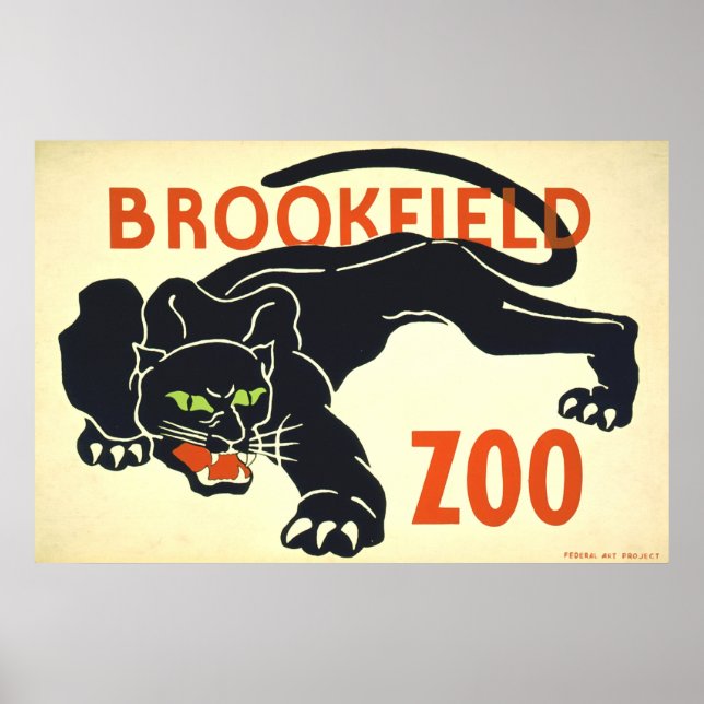 Vintage Posters,Brookfield Zoo Black Panther WPA Poster (Front)