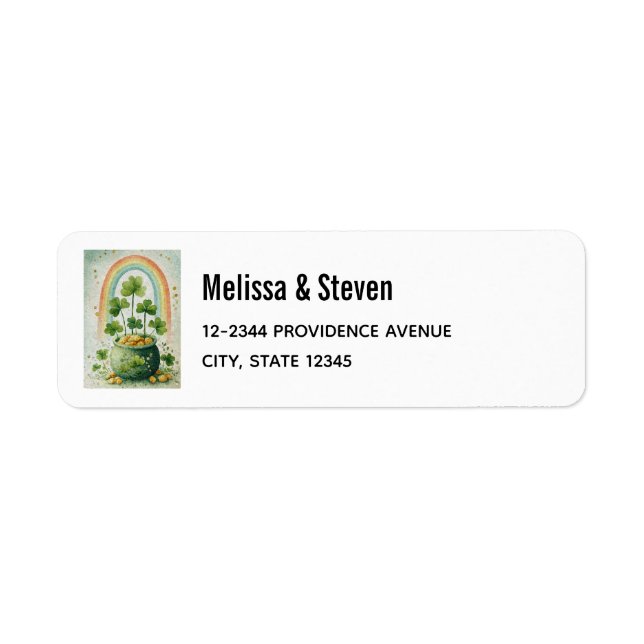 Vintage Pot of Gold and Rainbow Address (Front)