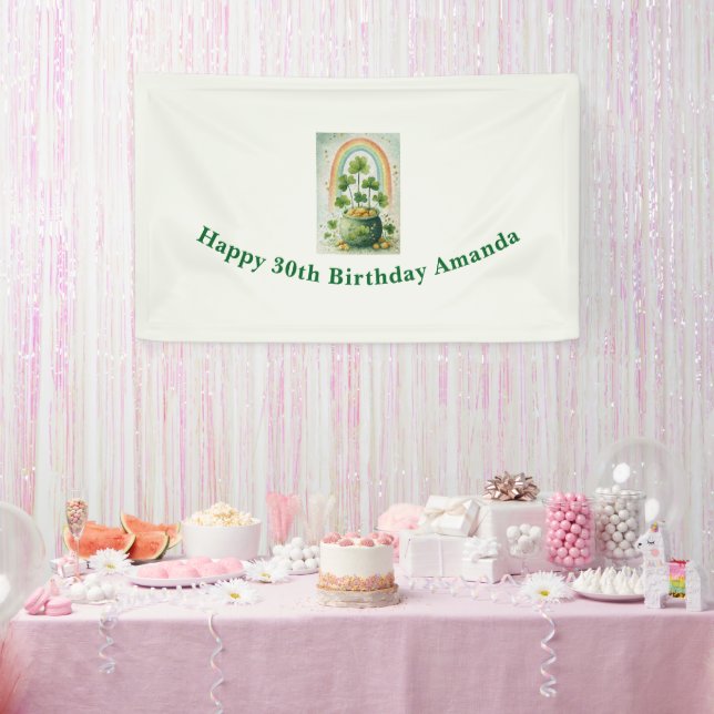 Vintage Pot of Gold and Rainbow Birthday Banner (Party)