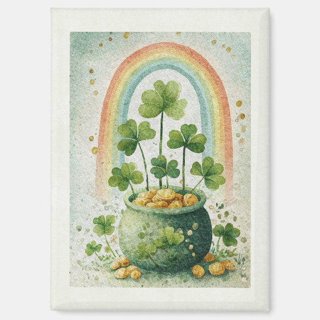 Vintage Pot of Gold and Rainbow Magnet (Front)