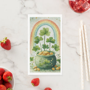 Vintage Pot of Gold and Rainbow Napkin