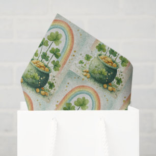 Vintage Pot of Gold and Rainbow Pattern Tissue Paper