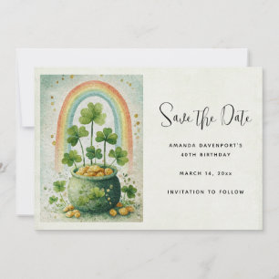 Vintage Pot of Gold and Rainbow Save The Date
