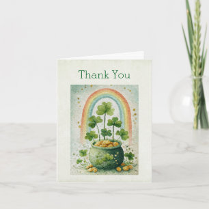 Vintage Pot of Gold and Rainbow Thank You Card