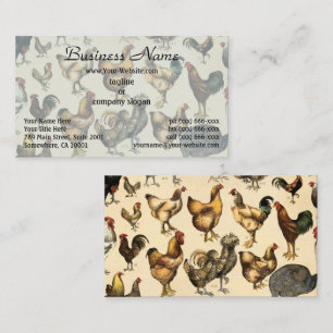 Vintage Poultry of the World Chicken Breed Art Business Card