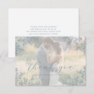 Vintage poussière bleue fleur mariage photo merci