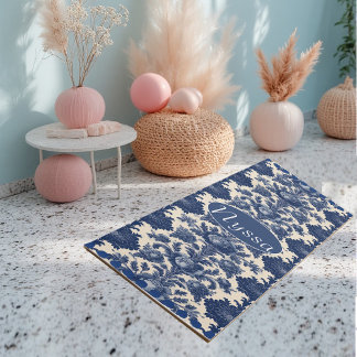 Vintage Powder Blue French Toile Floral Heritage Yoga Mat