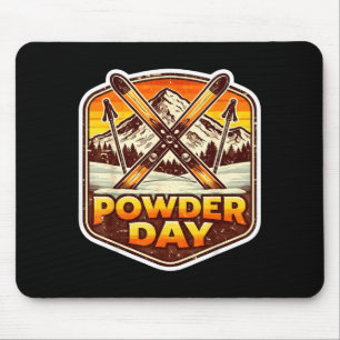 Vintage powder day skier skiing lover retro ski mouse pad