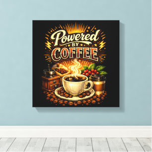 Vintage Powered by Coffee – Retro Coffee Lover Des Canvas Print