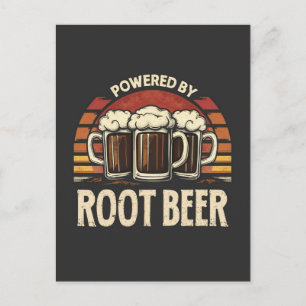 Vintage Powered By Root Beer Funny Drinking Holiday Postcard