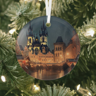 Vintage Prague Ceramic Tile Glass Ornament